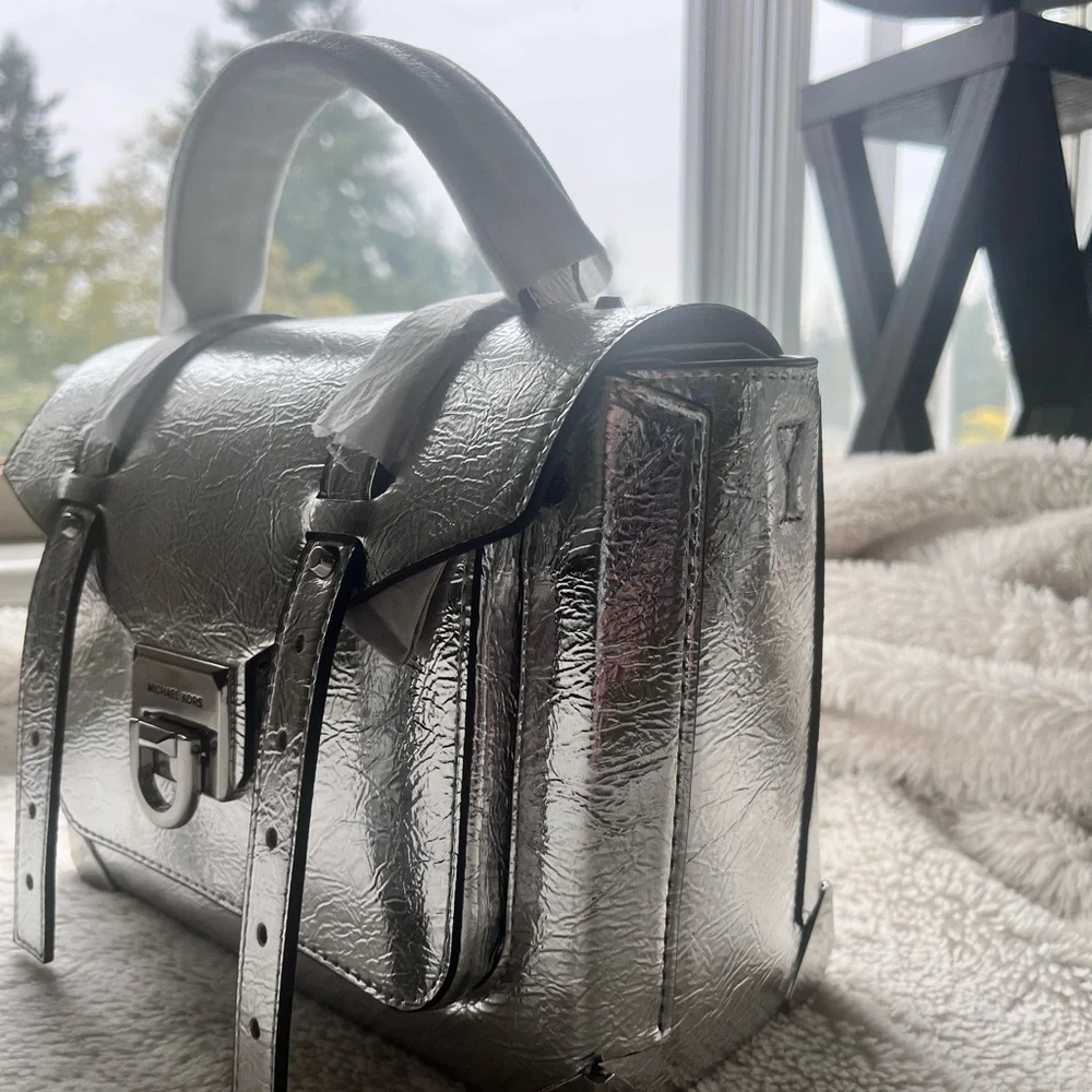 Michael Kors Metallic Silver Satchel - Picture 2 of 11